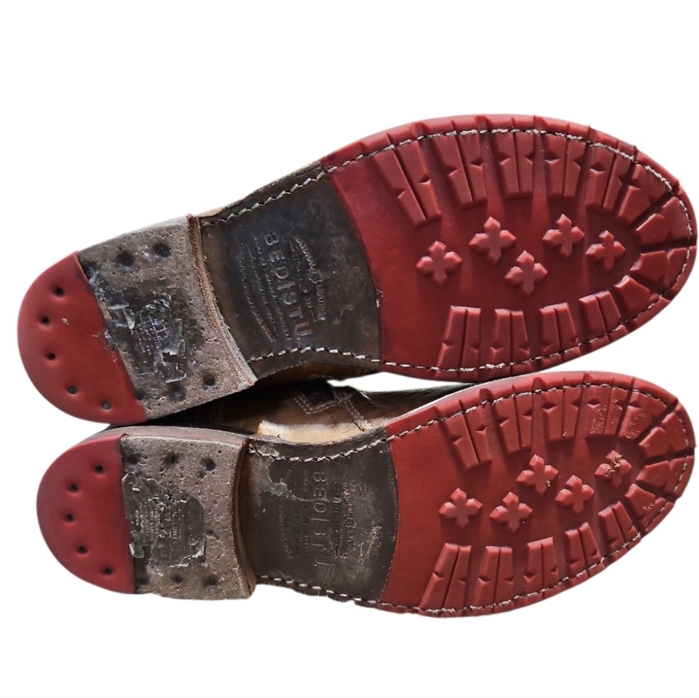 Bed/Stu Glaye Tan Leather Buckle Distressed Ridding Boots - Picture 9 of 14